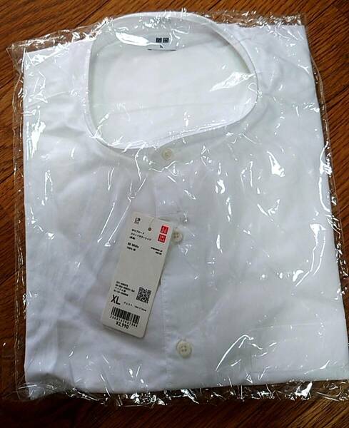 【新品】ユニクロ 長袖 シャツ UNIQLO 白 サイズXL EFCスタンドカラーシャツ タグ付き