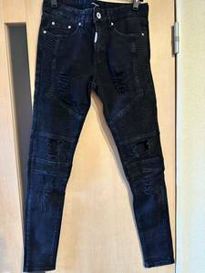 激レア REPRESENT ブラック ダメージ 加工 デニム パンツ スキニー size 30 リプレゼントifsixwasnine 14th addiction hyde着