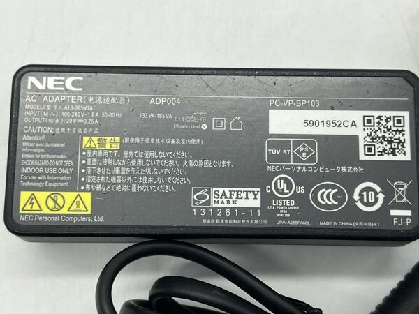 NEC A13-065N1A/PC-VP-BP103/ノートパソコン用ACアダプタ/20V 3.25A