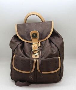  M si- M /MCM/ Visee tos pattern / nylon × leather / rucksack / backpack / Brown 