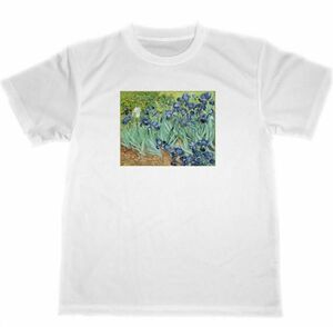 Art hand Auction Camiseta seca de Van Gogh, obra maestra de Iris, pintura, artículos florales, Vincent van Gogh, Talla mediana, Cuello redondo, carta, logo