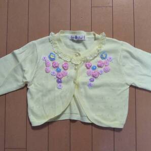 【数回使用】刺繍 薄い黄色 カーディガン サイズ 120