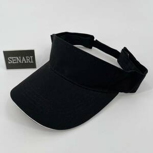 S-1654/シンプル　カラー　サンバイザー 帽子 キャップ 全6色　/　ブラック　黒色
