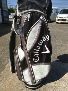 【キャディバッグ】Callaway・キャロウェイ Solaire・ソレイル ブラック×ホワイト×シルバー ショルダー・フード付き レディース