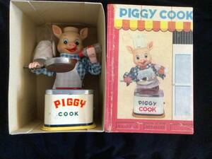  tin plate toy pigi- cook that time thing repeated . thing is not. Showa Retro toy vintage toy antique toy 