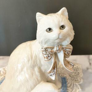 大きなサイズ ペルシャ猫 レノックス ジュエリー 陶器 置物 キャット 24K ポーセリンアート フィギュリン アンティーク美品 ヴィンテージの画像9