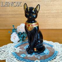 黒猫 レノックス LENOX ジュエリー 「エジプトの女神猫」 陶器 置物 キャット 24K エジプト ねこ 女神 リヤドロ フランクリンミント_画像1