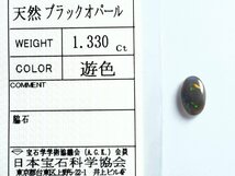 未使用 天然ブラックオパール ルース 1.330 ct、ソーティング付、ケース入り_画像6