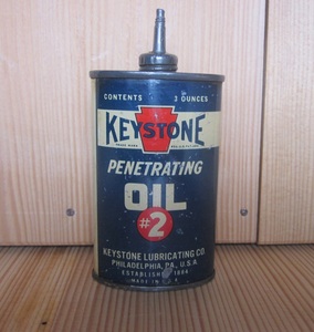  antique KEYSTONE OIL 3 ounce handy oil can 50 60 period PA.USA