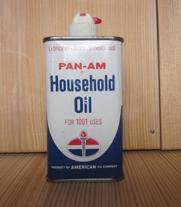 ヴィンテージ PAN-AM Household 4 oz oil 缶 ６０ 70年代 バーコード 無しの オールド オイル缶 USA