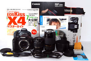 ◆初心者入門＆付属品多数◆ Canon キャノン EOS Kiss X4 純正＆超望遠Ｗズームレンズセット