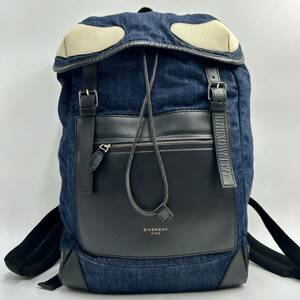 [ hard-to-find ] Givenchy GIVENCHY rucksack bag pack leather Denim black business black men's A4 storage possibility Logo blue group 