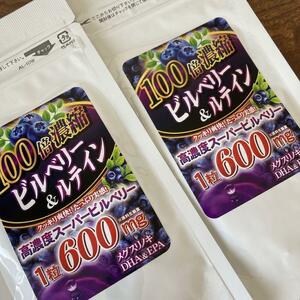 2袋組 100倍濃縮ビルベリー&ルテイン 北欧産ビルベリー600mg 健康食品 サプリメント 2袋最大 120日分　送料無料