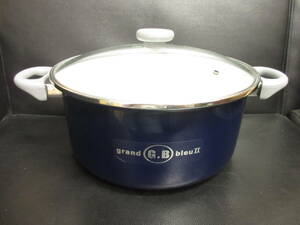 《調理器具》未使用「G.B grand bleu II 両手鍋」 蓋を除く高さ：約13cm・口：約28cm・重量：約1576g 大鍋 蓋付き 傷、擦れは有り