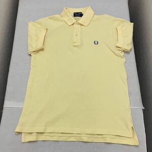 美品 FREDPERRY シャツ 半袖 黄色 イエロー フレッドペリー 月桂樹刺繍 上 メンズ men's ヒットユニオン large l yellow 