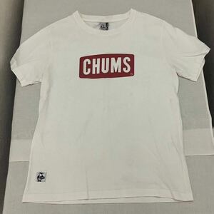 CHUMS ボックスロゴ Tシャツ シャツ アウトドア ホワイト 白 しろ white 半袖 メンズ men's レディース lady's women's boxlogo ロゴ small