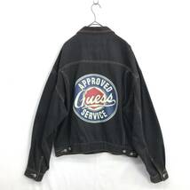 KZ8274★GUESS USA : 90's Old バックプリント ブラックデニムジャケット★L★黒系 オールドゲス_画像5