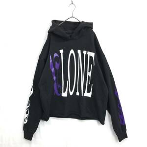 KZ8285★VLONE / palm angels : スウェットプルオーバーパーカー★L★黒 ヴィローン パームエンジェルス