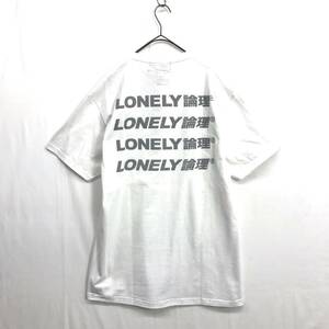 KZ8283★LONELY 論理 : 刺繍＆リフレクターロゴプリントTシャツ★L★白 ロンリーロンリ