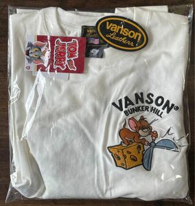 VANSON(バンソン)トムとジェリー 刺繍プリント Tシャツ TJV-2219 新品未使用　サイズM オフホワイト