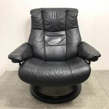 ★ EKORNES エコーネス リクライニングチェア パーソナルチェア 本革 ストレスレスチェア オットマン付き ブラック 黒 北欧 ★24051404_画像2