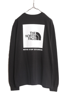 ノースフェイス 両面 プリント 長袖 Tシャツ メンズ L / The North Face アウトドア ロンT ボックスロゴ バックプリント クルーネック 黒