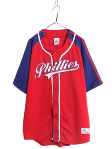 MLB オフィシャル TRUE FAN フィリーズ ベースボール シャツ メンズ XL / 古着 ゲームシャツ ユニフォーム メジャーリーグ 半袖シャツ 野球