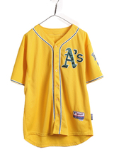 MLB オフィシャル Majestic アスレチックス ベースボール シャツ メンズ XL 程 古着 ユニフォーム メジャーリーグ 半袖シャツ ゲームシャツ_画像1