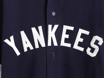 MLB オフィシャル Majestic ヤンキース ベースボール シャツ メンズ XL 程/ 古着 ゲームシャツ ユニフォーム メジャーリーグ 半袖シャツ 紺_画像3