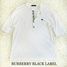 BURBERRY BLACK LABEL バーバリーブラックレーベル ノバチェック ホースロゴ Tシャツ ヘンリーネック Lsize 三陽商会 サイズ3トップス _画像3