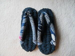  handmade cloth zori cloth ... navy blue series yukata ground aperture stop manner. nose .21.5cm