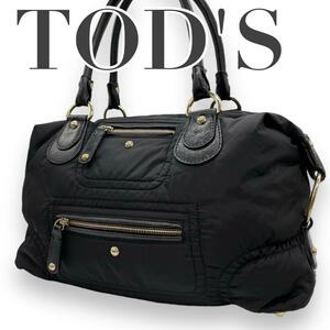 TOD’Ｓ　トッズ　E11　肩掛け　ナイロン　トートバッグ　ソフティー　ブラック