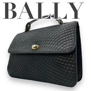 美品　BALLY バリー　S97　キルティング　ハンドバッグ　ターンロック　黒