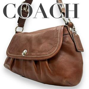 COACH Coach s92 плечо ..f13729 кожа ручная сумочка Brown 