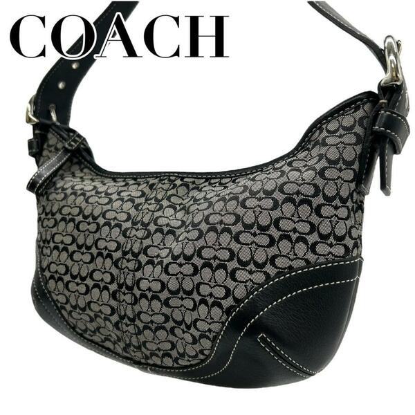 美品 COACH コーチ　s13 ミニシグネチャー 6351 ハンドバッグ　黒