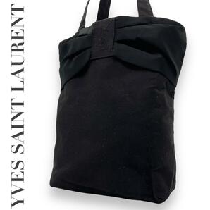 YSL イヴサンローラン　s34 キャンバス　トートバッグ　リボンモチーフ　黒