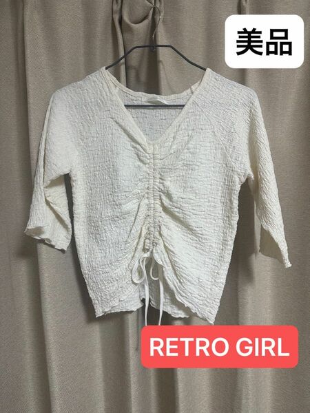 【RETRO GIRL】 カットソー 半袖 ホワイト 紐調節可