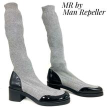 ☆即決・送料無料☆【未使用・展示品】MR BY MAN REPELLER 厚底ソックスブーツ シルバー 23.5cm ブーツ カジュアル レディース_画像1