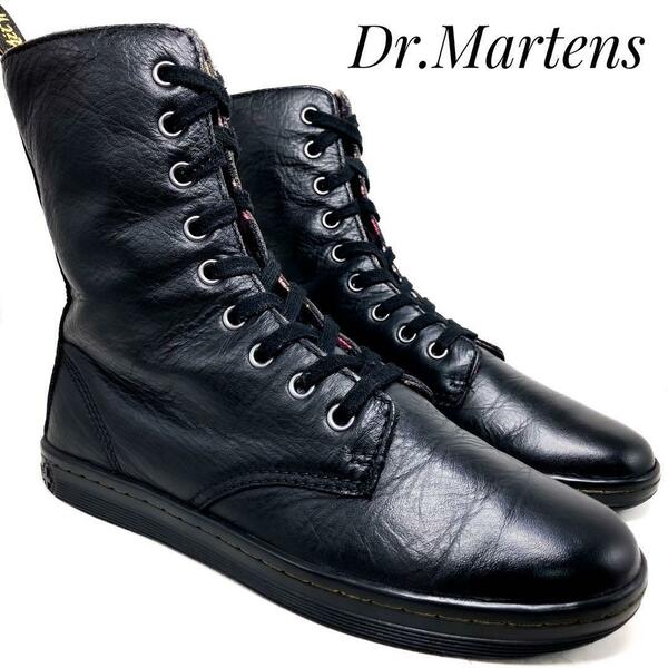 ☆即決・送料無料☆Dr.Marten ドクターマーチン 9ホールブーツ 花柄 黒 ブラック 24cm 革靴 ブーツ カジュアル 本革 本皮 レディース