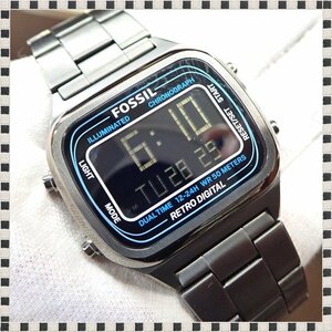 【 美品 】 フォッシル レトロデジタル FS5846 クロノグラフ スクエア クォーツ 42mm メンズ 腕時計 稼動品 FOSSIL RETRO DIGITAL