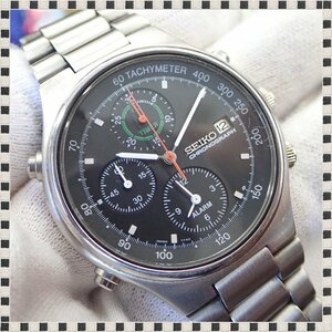 セイコー スピードマスター 7T42-6A10 クロノグラフ デイト アラーム 黒文字盤 38mm メンズ 腕時計 稼動品 ヴィンテージ SEIKO