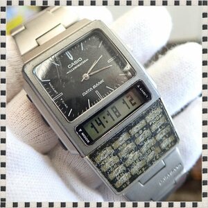 カシオ データバンク ABC-31 黒文字盤 デジアナ クォーツ 33.5mm メンズ 腕時計 稼動品 レトロ CASIO DATA BANK