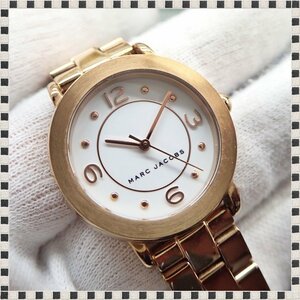 【 良品 】 マークジェイコブス ライリー MJ3474 白文字盤 クォーツ 28mm レディース 腕時計 稼動品 MARC JACOBS