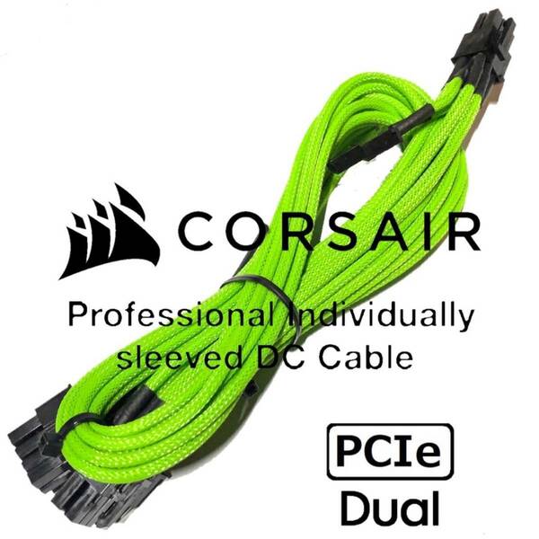 【正規品】CORSAIR コルセア PCIe デュアル プロフェッショナル メッシュ ATX ケーブル プラグイン グラボGPU補助電源NVIDIAカラーグリーン