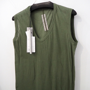  new goods regular price 31900 jpy Rick Owens no sleeve cut and sewn khaki 38 lady's M L men's S XS RICK OWENSsia-V neck T-shirt 