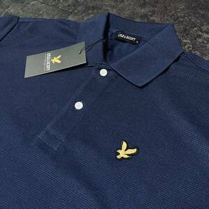 M size free shipping la il and Scott polo-shirt with short sleeves men's new goods one Point badge spring summer thin Golf ventilation eminent blue blue 