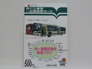 【　使用済　】　京都市交通局　京都市営バス　　市バス専用　一日乗車券カード　　均一運賃区間有効