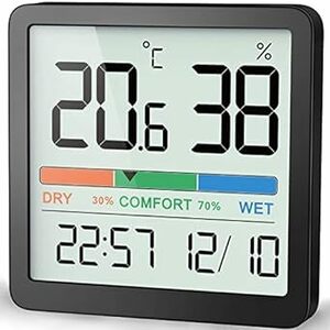 NOKLEAD 温湿度計 デジタル湿度計 室内温度計 壁掛け 卓上スタンド マグネット快適度表示 デート時計付き LCD見やすい大