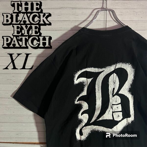 【希少デザイン】ブラックアイパッチ ビックロゴ 両面ロゴ Tシャツ 黒 希少XL