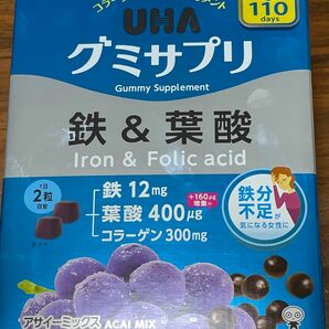 UHA味覚糖　UHAグミサプリ　鉄＆葉酸　110day ポイント消化　送料無料